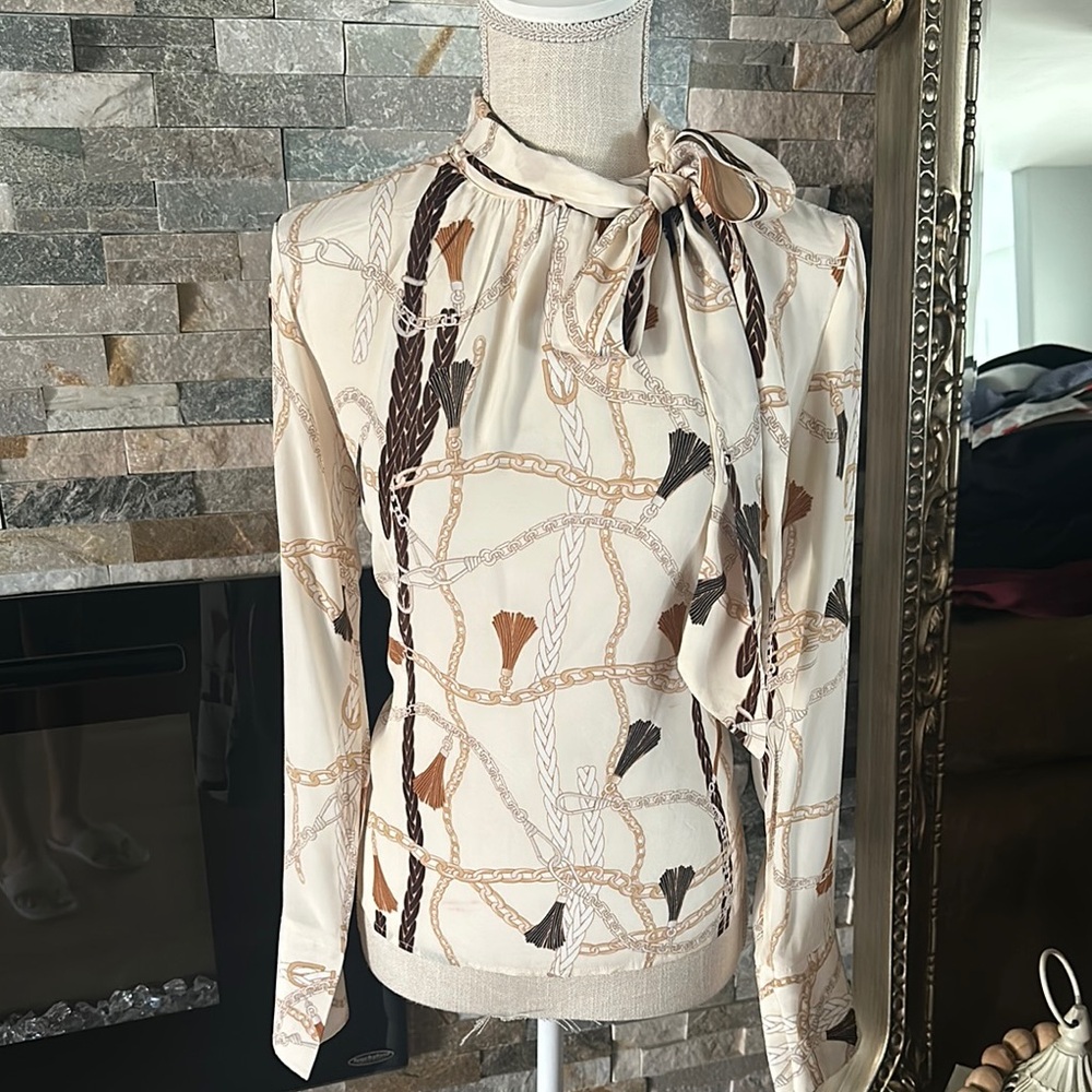 Nine West Cream Tie Front Blouse